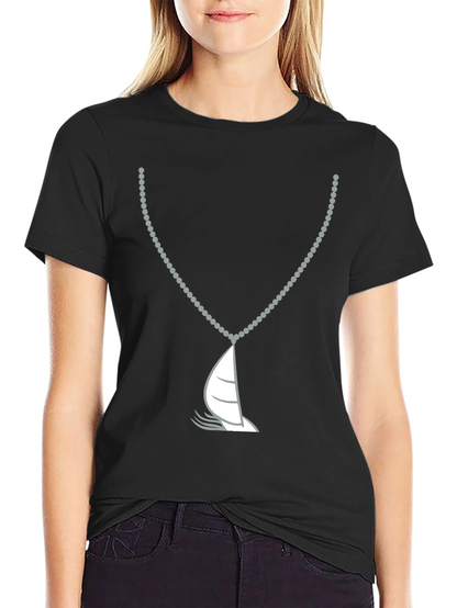 Nautical Sailboat Necklace Graphic Tee - Black