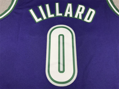 Men's Milwaukee Bucks Damian Lillard #0 Purple Swingman Jerseys - Classic Edition