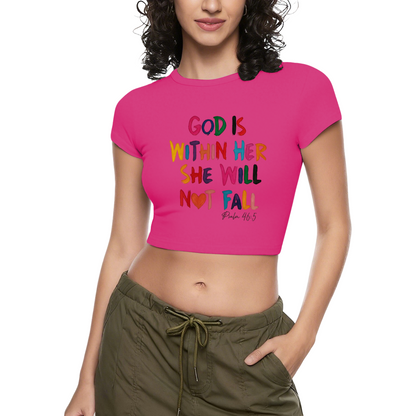 God Is Within Her Colorful Letter Crop Top ¨C Inspirational Faith Women¡¯s Slim Tee