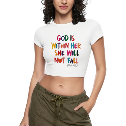 God Is Within Her Colorful Letter Crop Top ¨C Inspirational Faith Women¡¯s Slim Tee