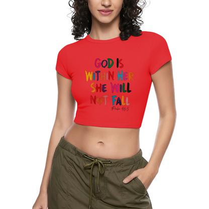 God Is Within Her Colorful Letter Crop Top ¨C Inspirational Faith Women¡¯s Slim Tee