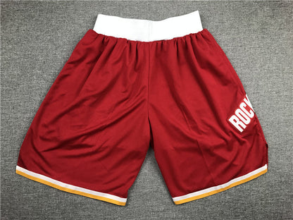 Men's Houston Rockets Red Throwback Basketball Shorts1