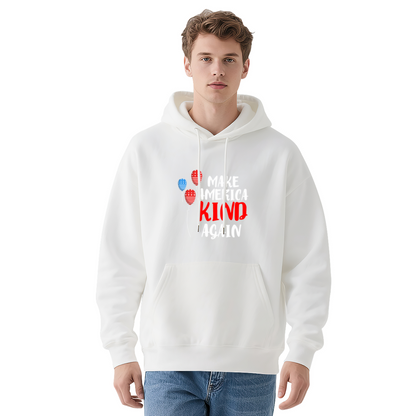 Make America Kind Again Flag Balloon Navy Hoodie, Warm Casual Unisex Top