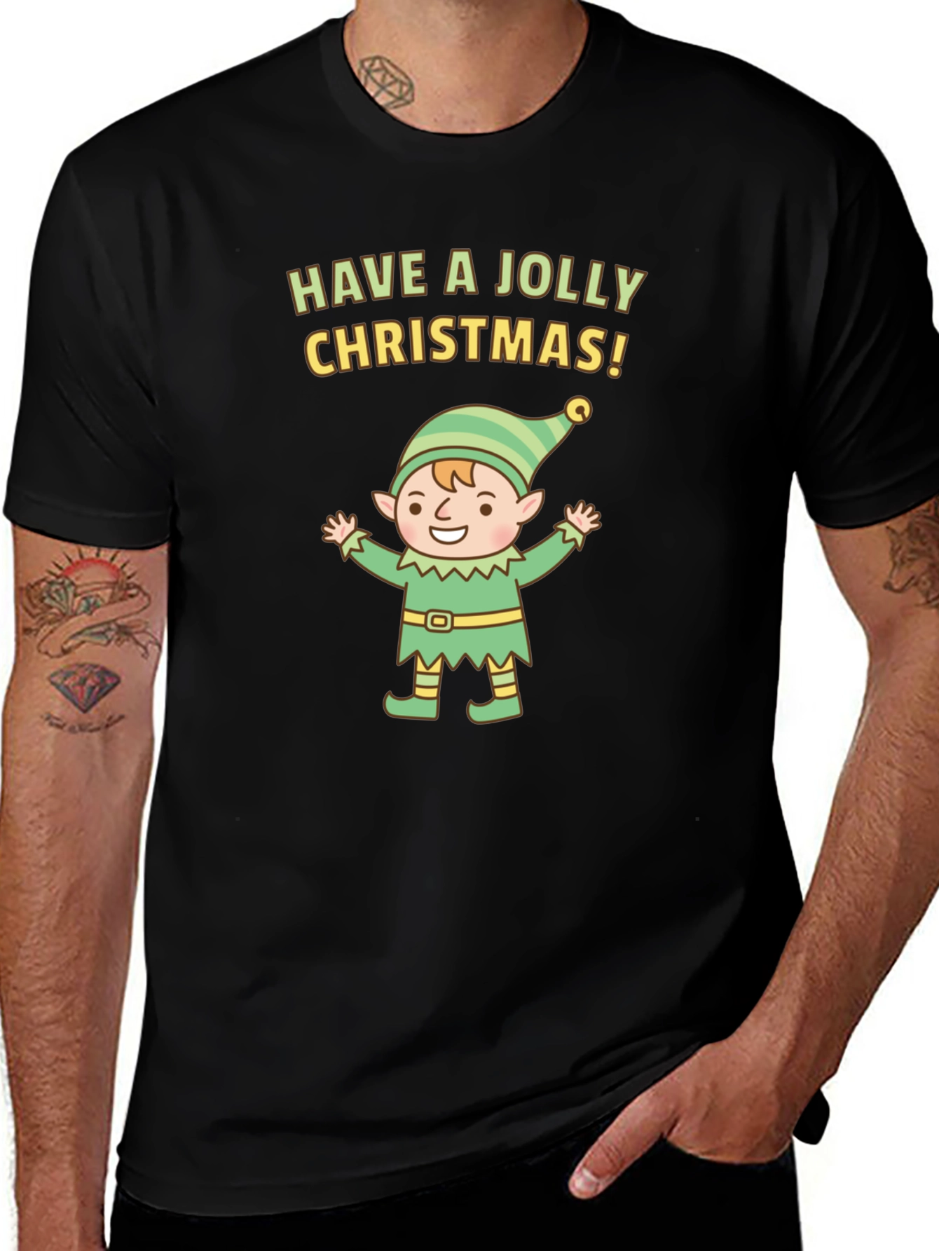 Jolly Christmas Elf Graphic Tee
