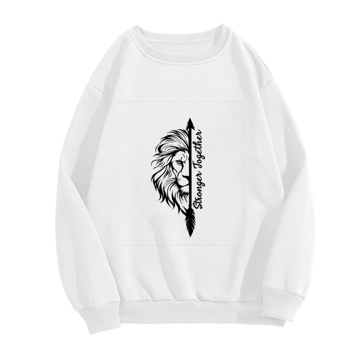 Strong Together Male Lion Arrow Line Art Crewneck Sweatshirt