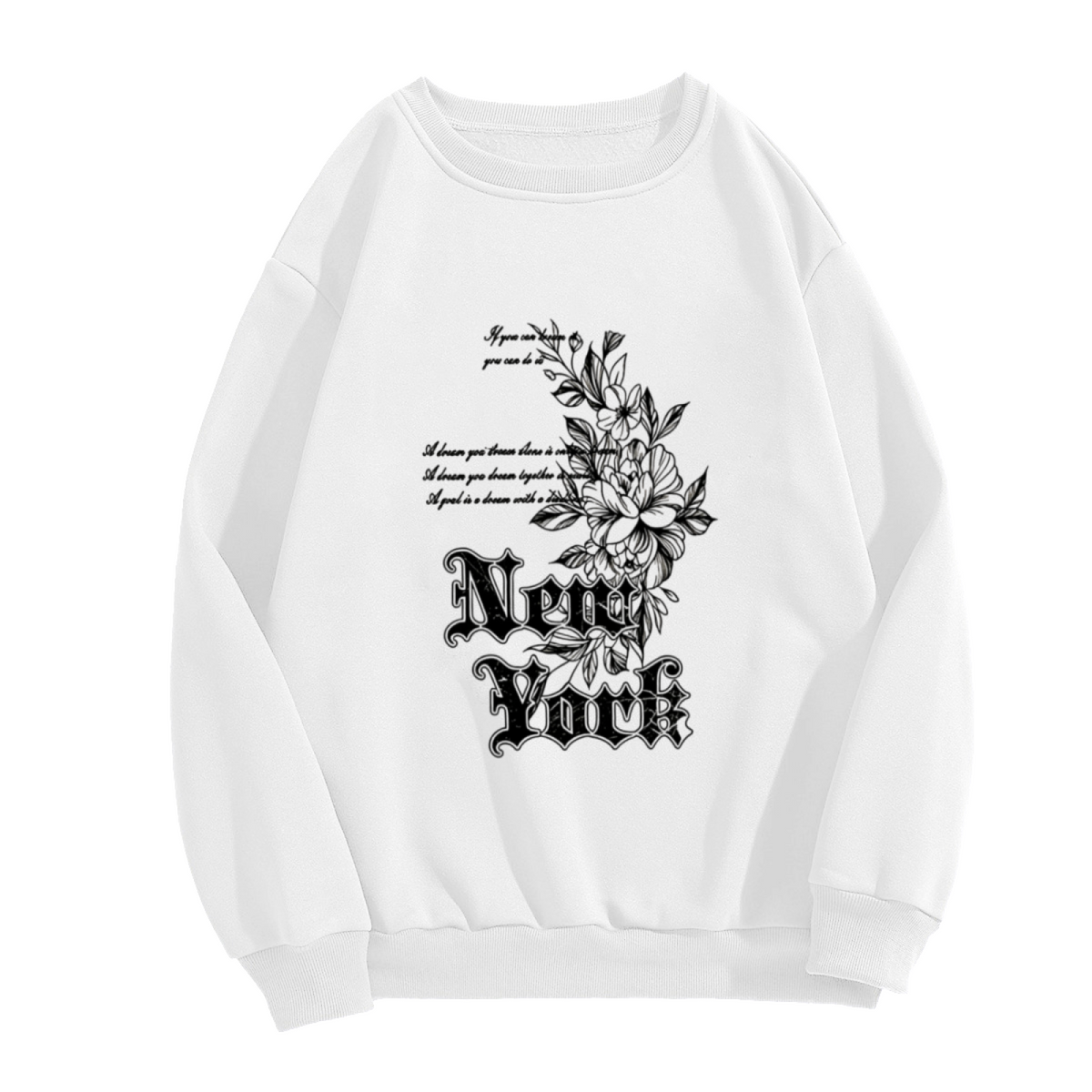 Gothic Floral New York Vintage Art Crewneck Sweatshirt