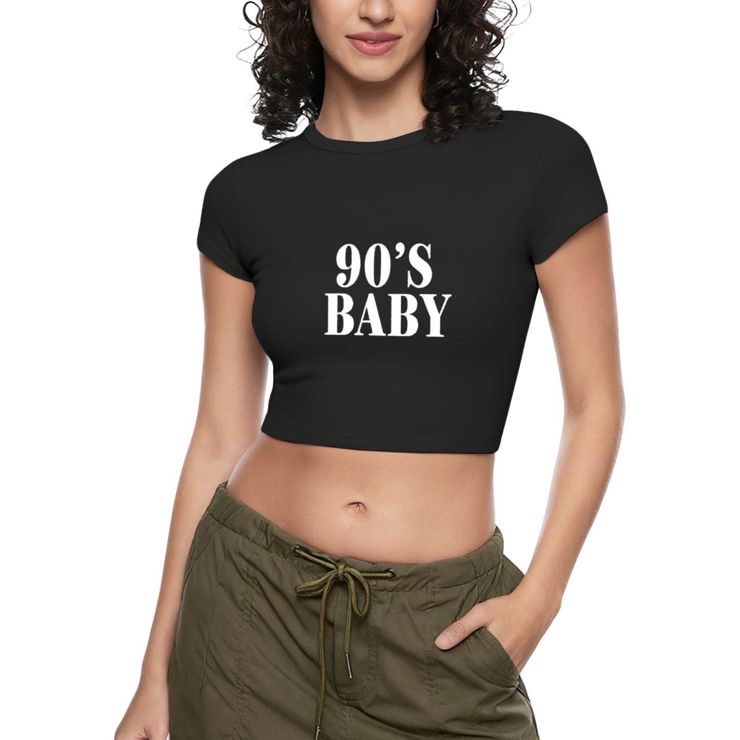 Retro 90¡¯S BABY Bold Font Red Crop Tee