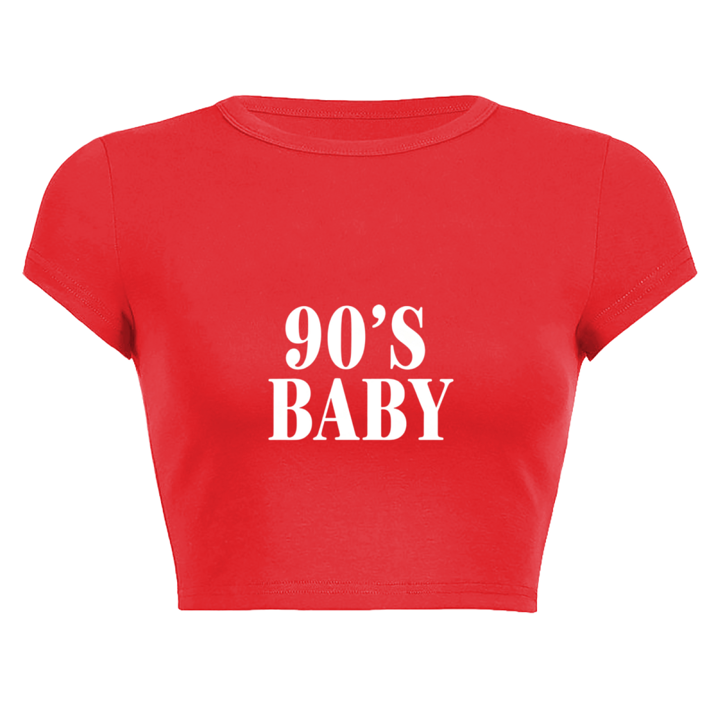 Retro 90¡¯S BABY Bold Font Red Crop Tee