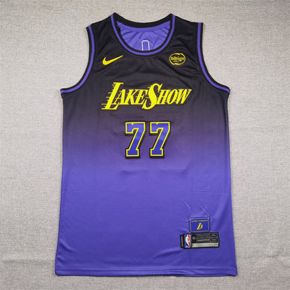 Men's Los Angeles Lakers Luka Doncic #77 Purple 2024/25 Swingman Player Jerseys - City Edition