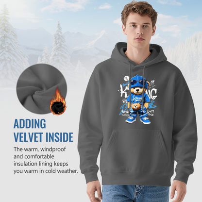 Hip?Hop Cool Blue Teddy Bear Graphic Hoodie