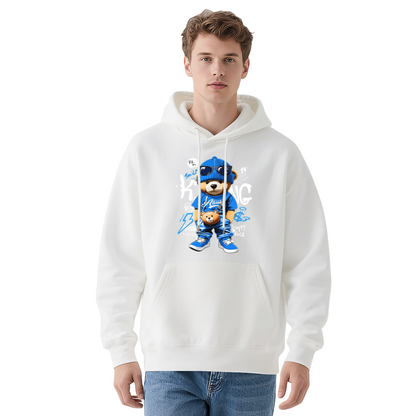 Hip?Hop Cool Blue Teddy Bear Graphic Hoodie