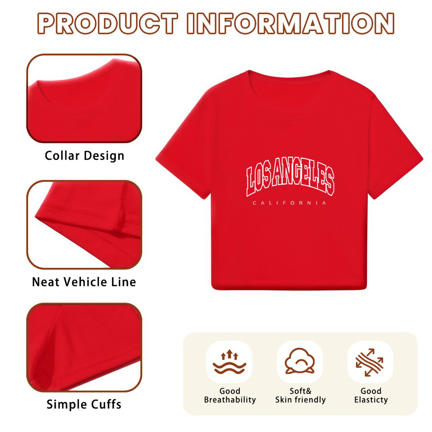 Los Angeles California Varsity Red Crop Tee ¨C Vintage College Streetwear Top