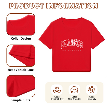 Los Angeles California Varsity Red Crop Tee ¨C Vintage College Streetwear Top