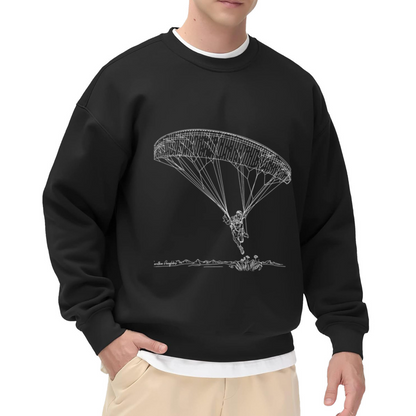 Line Art Paragliding Mountain Outdoor Crewneck Sweatshirt