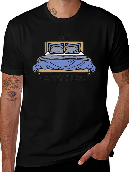 My Happy Place Bed Graphic Tee - Black