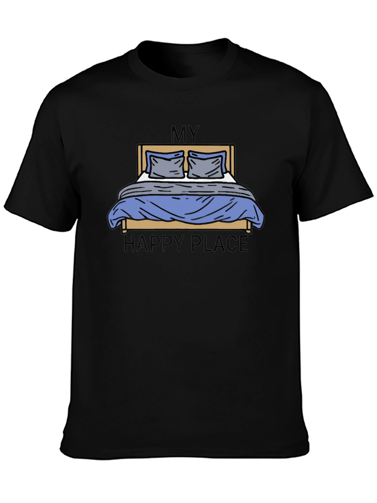 My Happy Place Bed Graphic Tee - Black