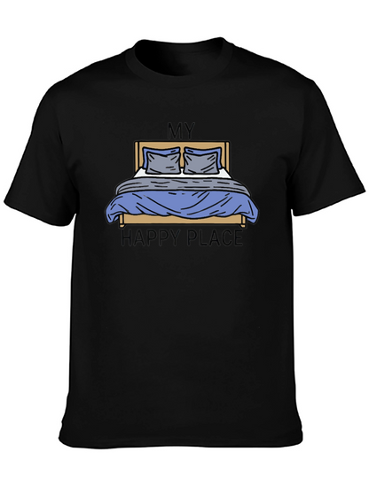 My Happy Place Bed Graphic Tee - Black
