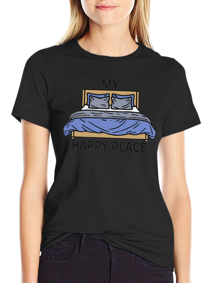 My Happy Place Bed Graphic Tee - Black