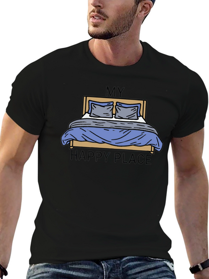 My Happy Place Bed Graphic Tee - Black