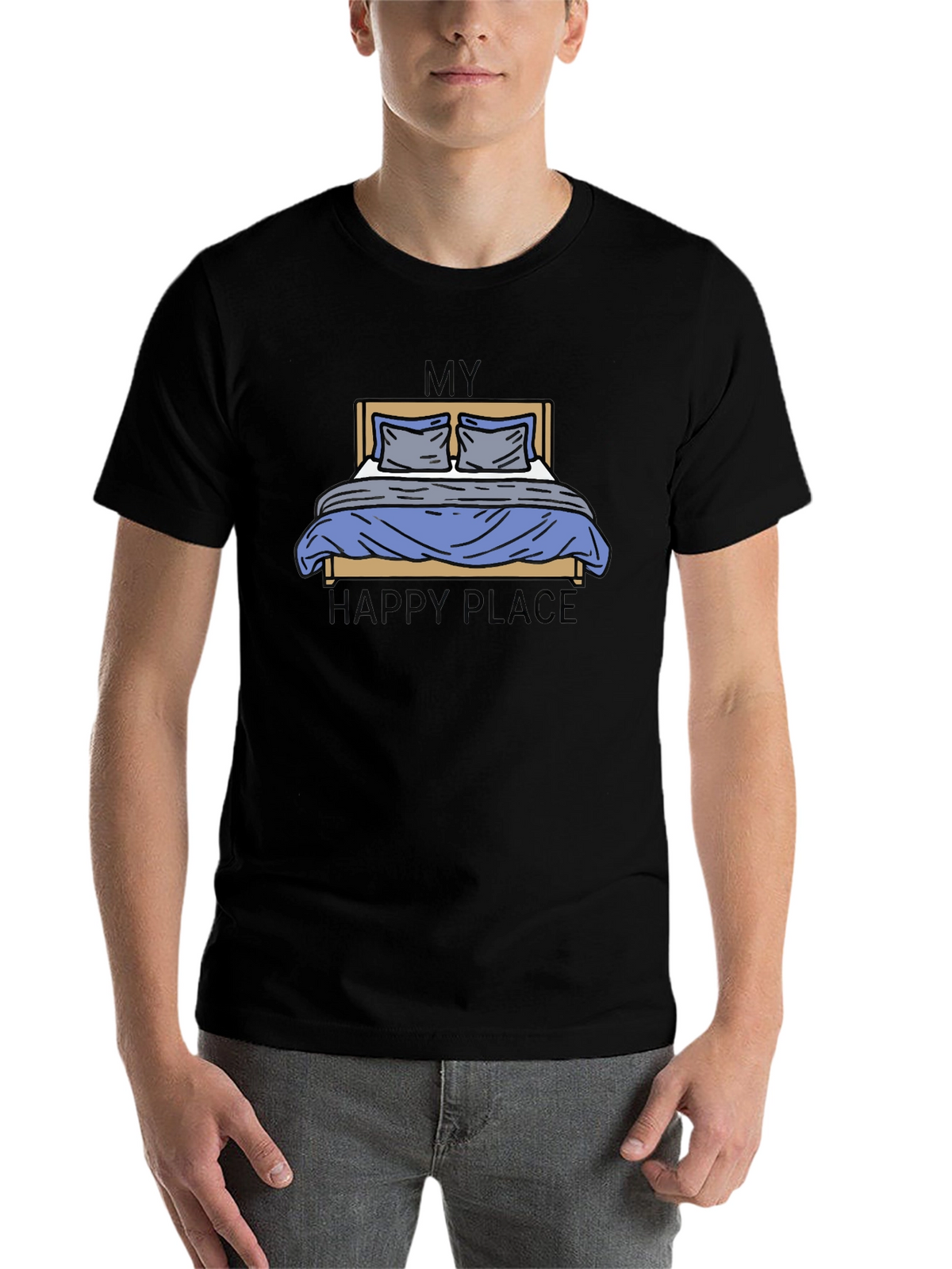 My Happy Place Bed Graphic Tee - Black