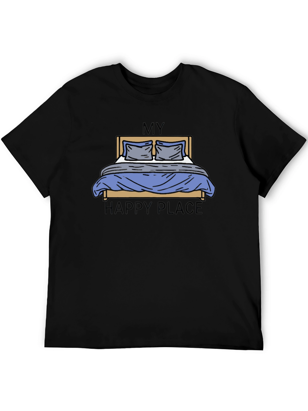 My Happy Place Bed Graphic Tee - Black