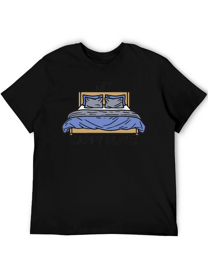 My Happy Place Bed Graphic Tee - Black