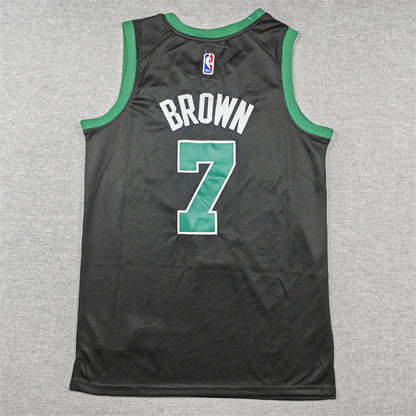 Men's Boston Celtics Jaylen Brown #7 Black Swingman Jerseys - Statement Edition