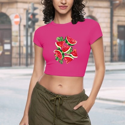 Juicy Watercolor Watermelon Summer Fitted Crop Top