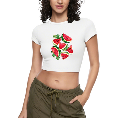 Juicy Watercolor Watermelon Summer Fitted Crop Top