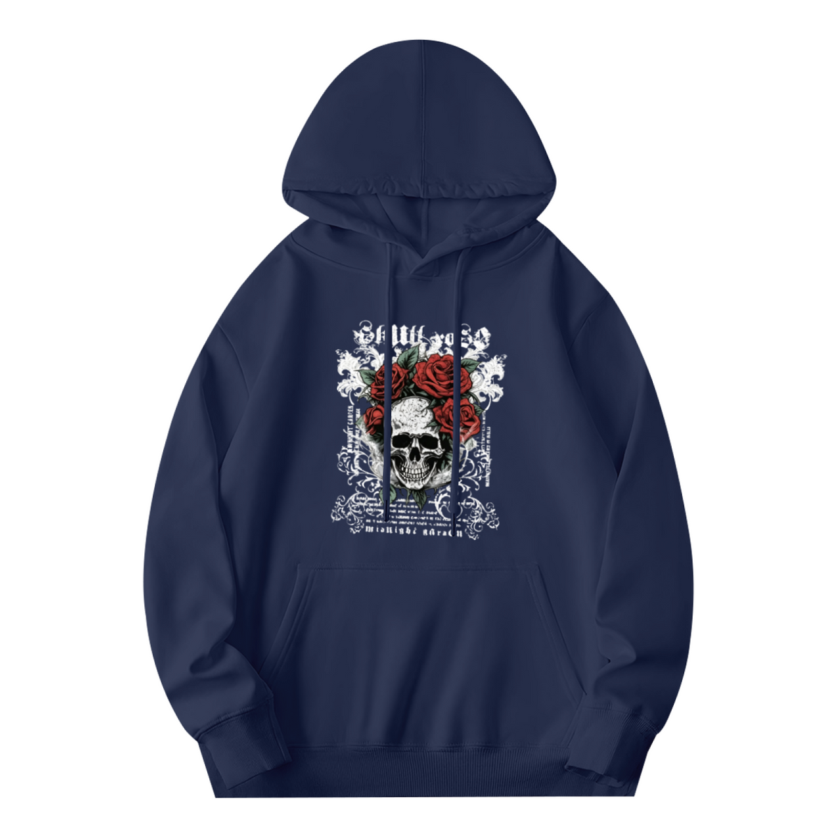 Skull & Red Rose Vintage Gothic Art Print Hoodie