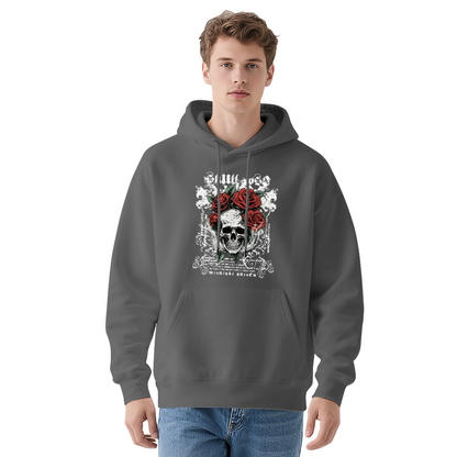 Skull & Red Rose Vintage Gothic Art Print Hoodie