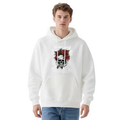 Skull & Red Rose Vintage Gothic Art Print Hoodie