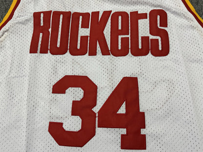 Men's Houston Rockets Hakeem Olajuwon #34 White Hardwood Classics Swingman Jerseys