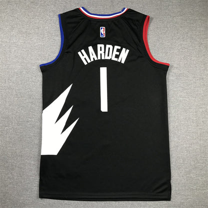 Men's LA Clippers James Harden #1 Black Swingman Jerseys - Statement Edition