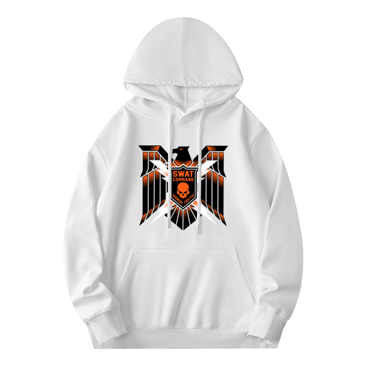 SWAT Eagle Skull Tactical Street Hoodie, Bold Soft White Pullover
