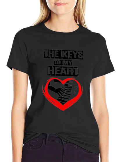 The Keys To My Heart Graphic Black T-Shirt