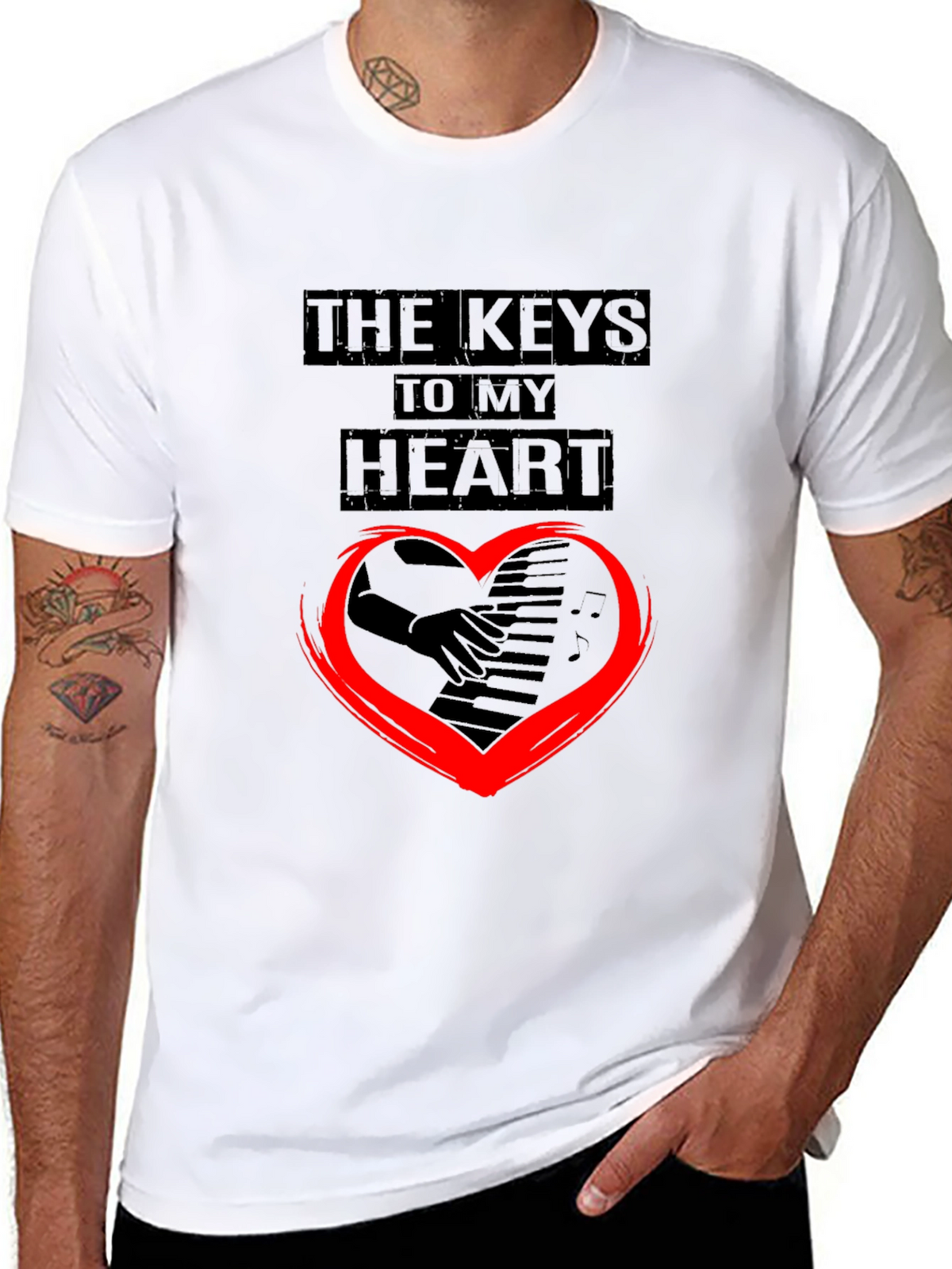 The Keys To My Heart Graphic Black T-Shirt