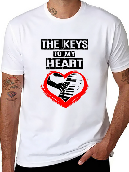 The Keys To My Heart Graphic Black T-Shirt