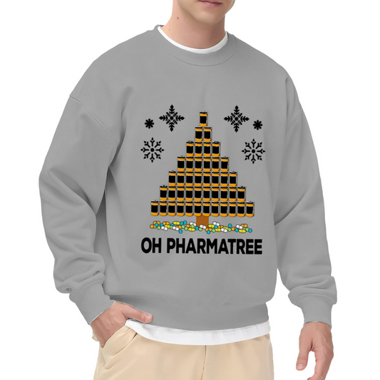 Oh Pharmatree Funny Pharmacy Christmas Tree Graphic Crewneck Sweatshirt