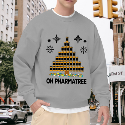 Oh Pharmatree Funny Pharmacy Christmas Tree Graphic Crewneck Sweatshirt