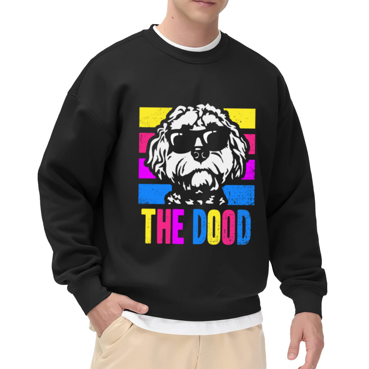 The Dood Cool Goldendoodle Dog Retro Colorful Crewneck Sweatshirt