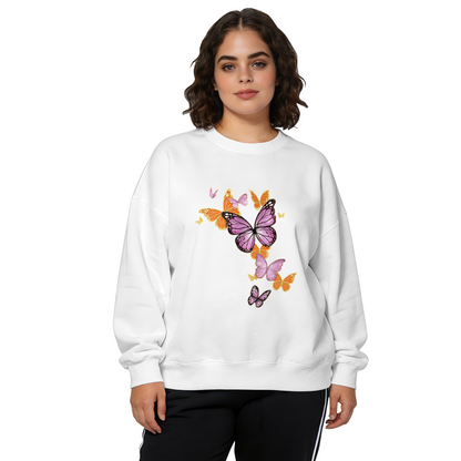 Purple & Orange Butterfly Colorful Art Crewneck Sweatshirt