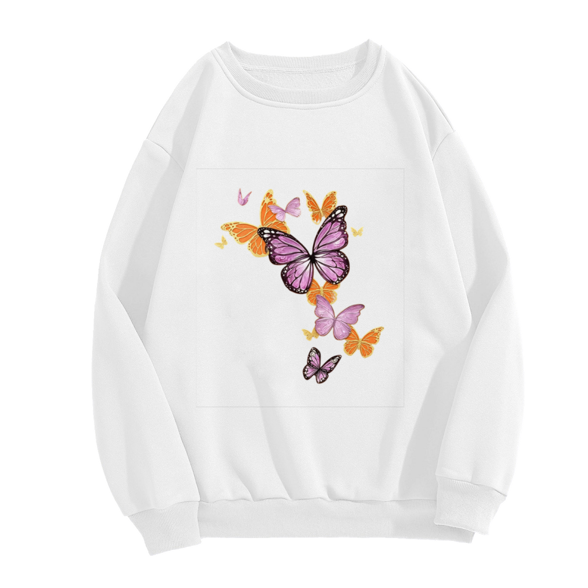 Purple & Orange Butterfly Colorful Art Crewneck Sweatshirt