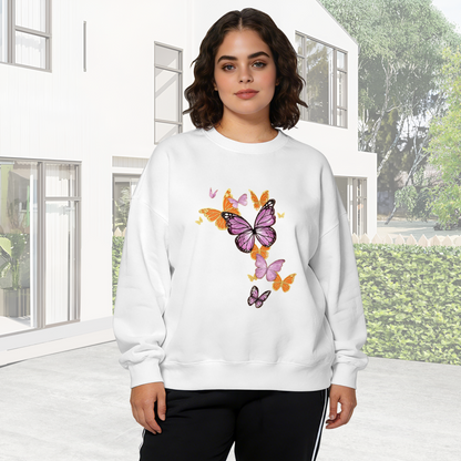 Purple & Orange Butterfly Colorful Art Crewneck Sweatshirt