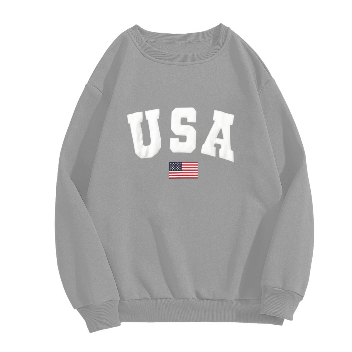 Classic USA Flag Varsity Print Crewneck Sweatshirt