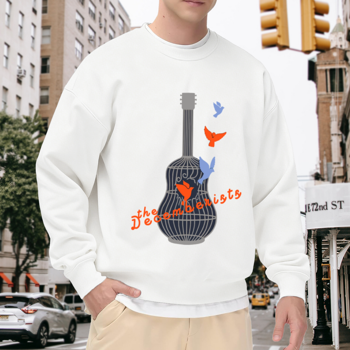 The Decemberists Guitar Bird Indie Band Vintage Crewneck Sweatshirt