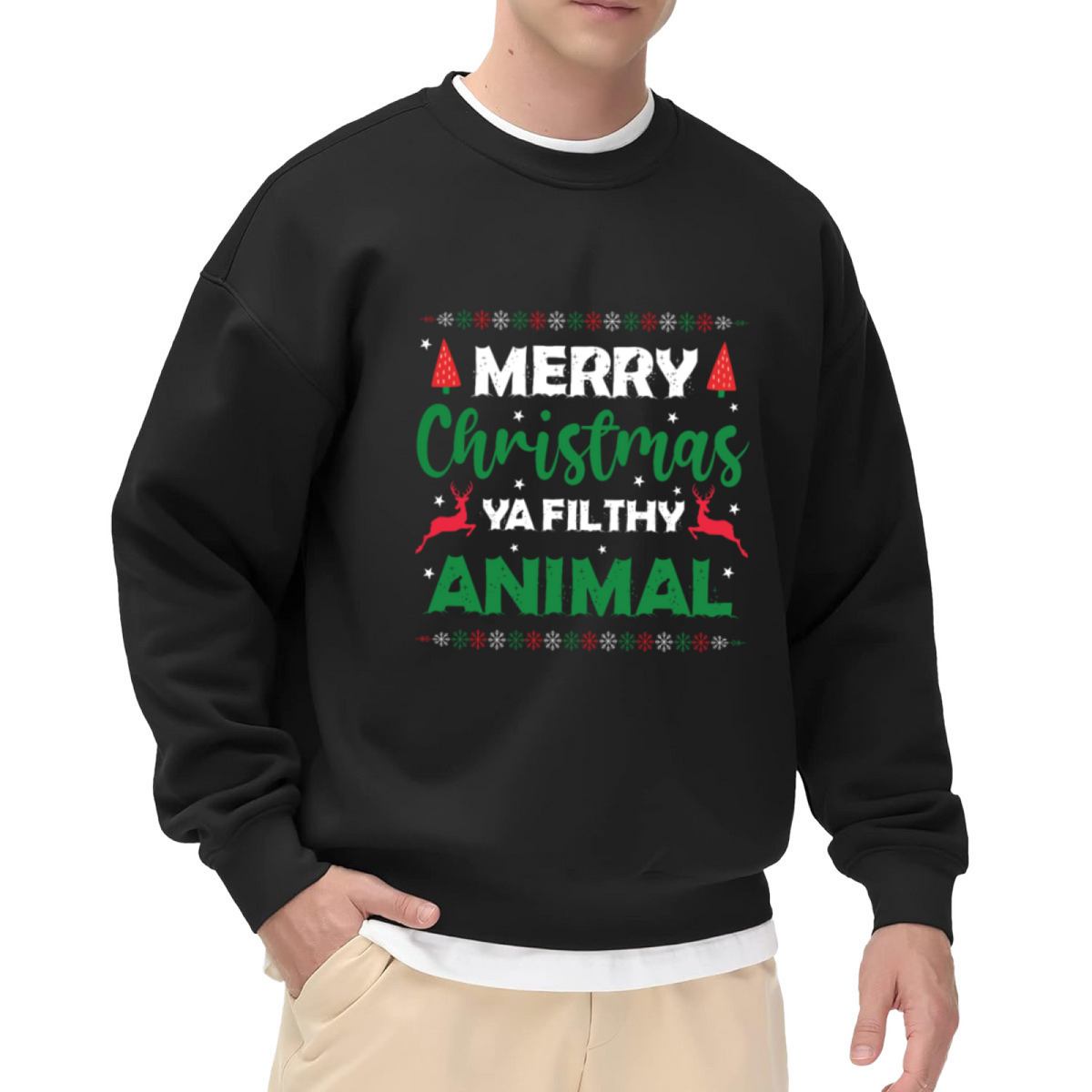 Merry Christmas Ya Filthy Animal Holiday X?mas Crewneck Sweatshirt