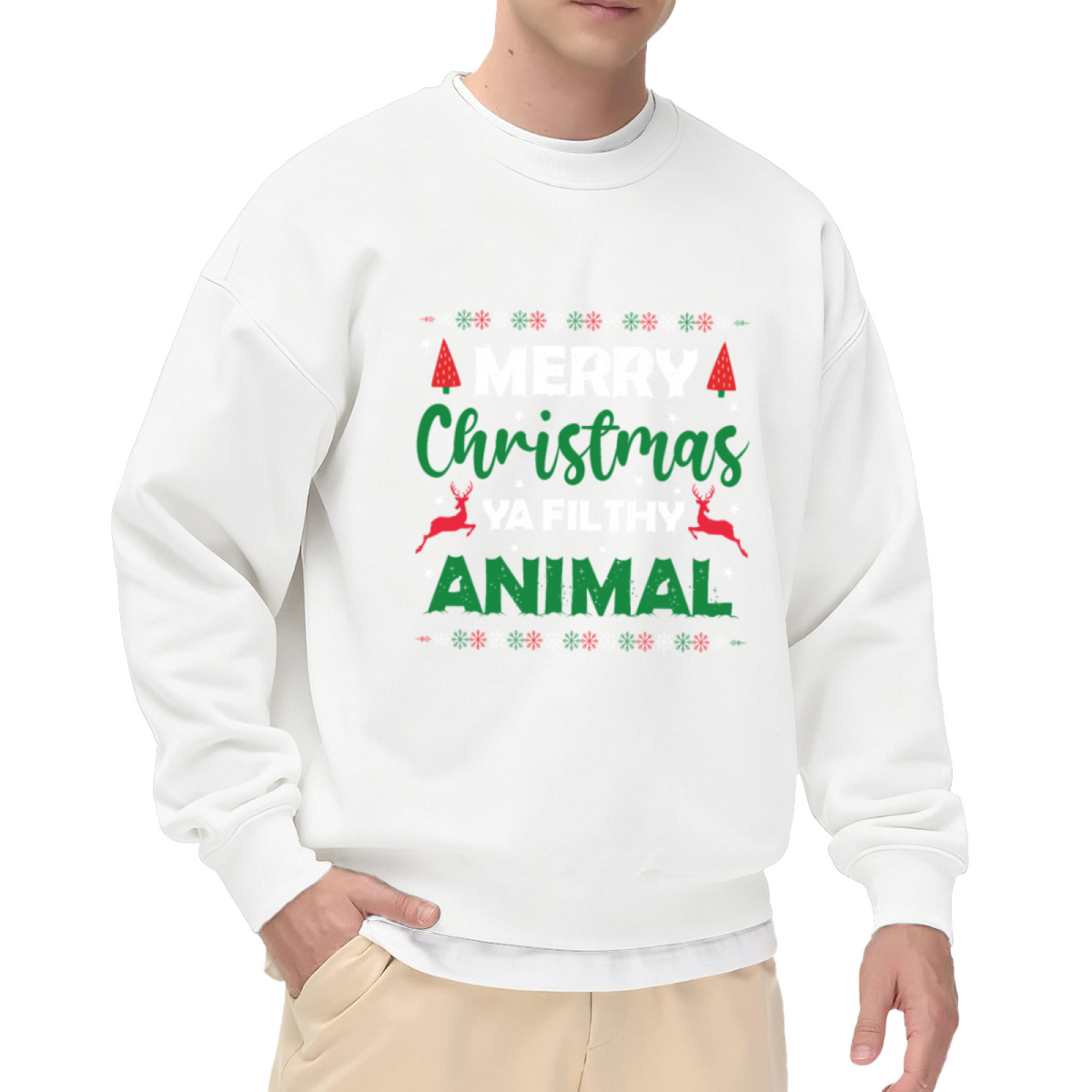 Merry Christmas Ya Filthy Animal Holiday X?mas Crewneck Sweatshirt