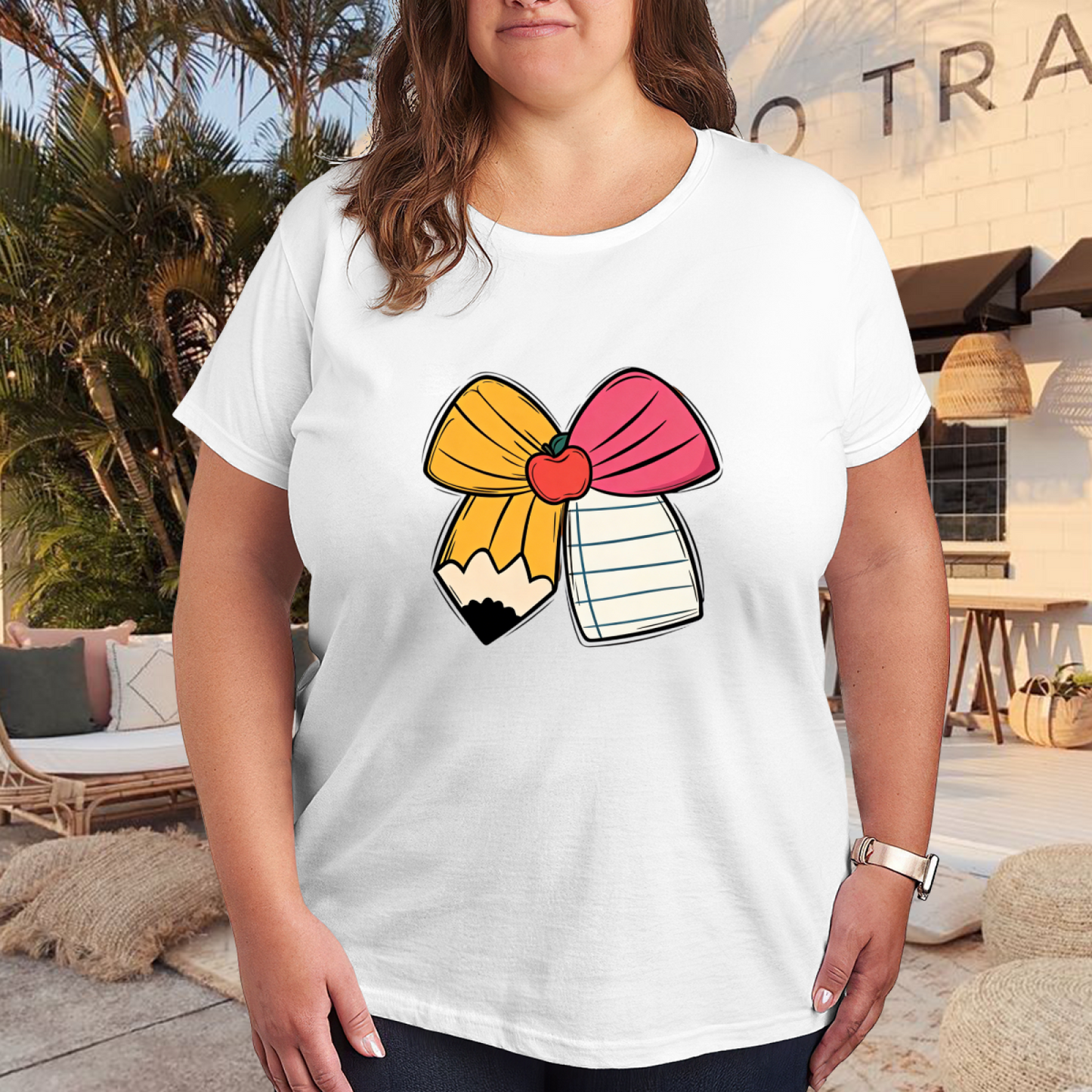 Teacher Apple Pencil Back To School Graphic Tee