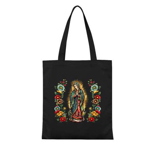 Floral Mosque Print Canvas Tote | Minimal Muslim Lightweight Carry Handbag